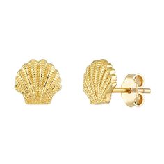 A playful addition to any wardrobe, these 14k gold seashell earrings can be worn alone or complement other hoops or studs. A playful addition to any wardrobe, these 14k gold seashell earrings can be worn alone or complement other hoops or studs. Nickel free Metal: 14k gold Backings: post Packaging: boxed Finish: polished Diameter: 6.8 mm Size: One Size. Gender: female. Age Group: adult. Yellow Gold Shell-shaped Earrings For Pierced Ears, Yellow Gold Shell-shaped Earrings, Shell-shaped Yellow Gold Earrings Gift, Shell-shaped Yellow Gold Earrings For Gifts, Yellow Gold Shell-shaped Earrings Gift, Seashell Earrings, Yellow Gold Jewelry, 14kt Gold, Jewelry Earrings Studs