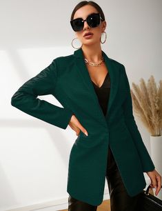 The leather blazer jacket is sure to add an edge to your look. Pair this blazer suit with your heeled mules, pants, jeans, vest, shirt or any matching tops and bottoms. Business Blazer With Lapel Collar For Fall, Tailored Fall Business Blazer, Tailored Fall Blazer For Business, Tailored Business Blazer For Fall, Fall Business Blazer With Notched Lapel, Notched Blazer For Business Casual In Fall, Trendy Fitted Blazer Dress With Notch Lapel, Fall Office Wear Blazer With Notch Lapel, Trendy Notch Lapel Blazer Dress For Office