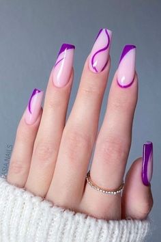 Unghie Sfumate, Purple Acrylic Nails, Colorful Nails, Purple Nail, Classy Acrylic Nails, Acrylic Nails Coffin Short, Nail Art Ideas, Classy Nails, Short Acrylic Nails