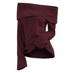 Foldover Off The Shoulder Knitwear - Red Wine - 4P64943922 - Women's Clothing, Women's Tops & T-Shirts, Blouses & Shirts  #BlousesShirts #Women's #Clothing # #Women's #Tops #& #TShirts # #Blouses #& #Shirts Cheap Sweaters, Latest Sweater, Sweaters Online, Dream Clothes, Looks Vintage, Sweaters Oversized, Long Sweaters, Gotham, Vintage Stil