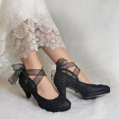 Black Wedding Shoes Bride, Gothic Wedding Shoes, Unique Bridal Shoes, Save The Date Photoshoot, Gothic Heels, Date Photoshoot, Wedding Shoes Black, Embellished Wedding Shoes, Embroidery Organza