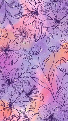 an abstract floral background with purple and pink flowers