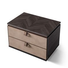 a wooden box with two drawers sitting on top of it's sides and the lid open