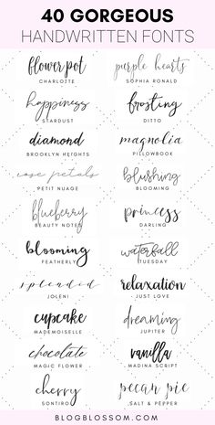 40 handwritten font styles that are perfect for any type of lettering or calligraphy