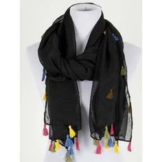 Boho Black 72" X 28" Sash Scarf Wrap Pashmina Bohemian Tassel Scarf New Lovely Black Scarf W/ Multi-Colored Tassels On Each End Scarf Is Super Soft - 100% Polyester Measures 72" X 28" Wear It As A Scarf Or A Wrap! Excellent Brand New Condition Email Us W/ Any Questions Or Concerns - We Consider All Reasonable Offers. Thanks For Looking! Accessories Boho, Sheer Scarf, Woven Wrap, Tassel Scarf, Grey Scarf, Oversized Scarf, Black Scarf, Long Scarf, Wool Scarf