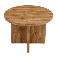 a round wooden table with two legs