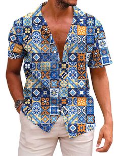 PRICES MAY VARY. Various Occasions - mens beach button down shirt is perfect for summer fashion and casual, beach, vacations, themed parties, luau, cruises, camping, fishing, sailing, music festivals, and everyday wear. You can easily pair it with casual pants, Hawaiian shorts, or even swim trunks, creating a relaxed and refreshing summer fashion style. Comfortable Fabric - men short sleeve button up shirt is crafted from premium materials, with 94% polyester and 6% spandex, ensuring a soft and Mens Resort Wear Outfits, Funny Beach Shirts, Mens Resort Wear, Mexico Shirt, Mexico Shirts, Party Outfit Men, Mens Beach, Funny Beach, Beach Humor