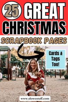 Image of a christmas junk journal page or Christmas scrapbook ideas with heading 25 Christmas scrapbook ideas and inspiration and website www.slowestuff.com listed Christmas Scrapbook Ideas, Junk Journal Layout, Ideas For Christmas Crafts, Junk Journal Ideas Inspiration, Journal Ideas Inspiration, Ideas For Scrapbook, Junk Journal Ideas, Boyfriend Scrapbook, Scrapbook Themes