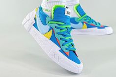 Nike X Sacai, Bright Sneakers, Urban Shoes, Shoe Basket, Nba Outfit, Nike Kicks, Nike Blazer Low