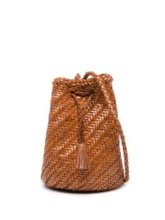 brown leather interwoven design logo charm tassel detail tie-top fastening single shoulder strap main compartment Dragon Diffusion, Ballet Pumps, Iconic Bags, Boot Pumps, Demi Fine Jewelry, Tie Top, Fine Earrings, Pump Sandals, The Dragon