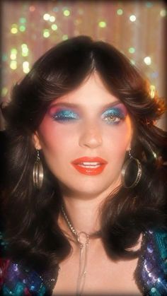 80s Disco Makeup, 1980 Makeup, 70s Disco Makeup, 70s Hair And Makeup, Glam Rock Makeup, 80s Hair And Makeup, 80s Makeup Looks, 80’s Makeup, 1980s Makeup