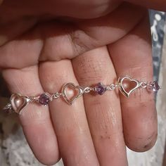 New Without Tags Zircon Bracelet, Heart Crystal, Purple Heart, Womens Jewelry Bracelets, Color Purple, Silver Plate, Silver Plated, Plating, Womens Sizes