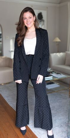 Your new favorite pant perfect for the office or a night out! These pants have a gorgeous polka dot print and provide ultimate comfort. A single button closure + standard zipper at the waist. Pair with The Promise Blazer to complete the look! About the Fit: TTS | Both models wearing size small Pants are meant to be longer Looser through the legs