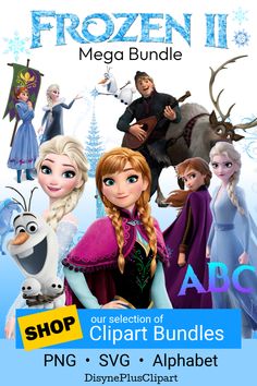 the frozen ii mega bundle includes characters from disney's frozen kingdom and other animated movies