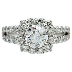 an engagement ring with diamonds on it