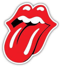 the rolling stones'tongue is shown in red and white on a brown background with an orange border