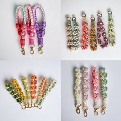 four different types of bracelets with beads