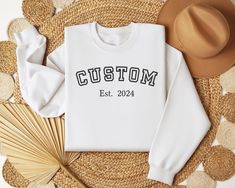 Custom Embroidered Sweatshirt, Personalized Embroidery Sweatshirt, Custom Baby Sweatshirt, Embroidered Unisex Sweatshirt * High quality and super soft, comfortable shirt. Made with top-of-the-line vinyl and pressed with a professional grade heat press. * Please check all color and size charts before place the order. Since all shirts are custom made based on your selection, I don't accept return or exchange unless there is an issue with your order. *We're working with different shirt brands based on the color/size availability. All shirts we use are soft style, not heavy cotton. Solid colors are all cotton and heather colors are cotton/poly blend. (there may be exceptions) *Our Sweatshirt 70% SoftLume combed and ring-spun cotton, 30% polyester fleece- with 100% SoftLume combed and ring-spun White Sweatshirt With Custom Embroidery, Relaxed Fit, White Sweatshirt With Custom Embroidery In Relaxed Fit, White Custom Embroidered Top For College, White Cotton Sweater With Embroidered Text, Relaxed Fit Embroidered White Sweater, White Embroidered Sweater Relaxed Fit, White Embroidered Relaxed Fit Sweater, Customizable White Cotton Sweater, Relaxed Fit White Sweater With Embroidered Text