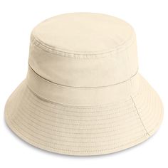 * Made from 100% soft cotton
 * Moisture-wicking sweatband
 * Easy to fold and pack for travelling Trendy Solid Color Bucket Hat For Outdoors, Beige Casual Bucket Hat For Travel, Casual Beige Bucket Hat For Travel, Solid Cotton Sun Hat For Everyday, Cotton Sun Hat For Everyday Use, Solid Color Cotton Sun Hat For Everyday, Everyday Cotton Sun Hat, Outdoor Cream Cotton Bucket Hat, Beige Cotton Bucket Hat For Outdoor