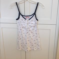 New Puella Tank Top In Excellent Condition, Never Worn. Size S But Fits Like Xs And 25 Inches In Length. White Summer Tank Top For Daytime, White Cotton Tank Top For Daytime, Fitted Casual Tank Top For Daytime, Christmas List, White Blue, Blue White, Color Blue, Cute Outfits, Blue And White