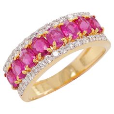 Contemporary Wedding Rings, Diamond Band Ring, Pinkish Red, Contemporary Ring, Eternity Band Ring, Diamond Cocktail Rings, Diamond Rings Bands, Eternity Band Diamond, Ruby Diamond