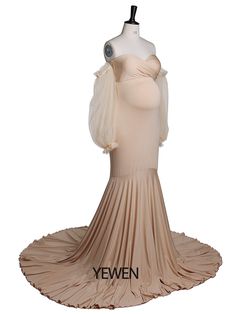 More Color: Champagne,Blue,Black,Ivory,Custom Color Size: Please refer to Size Chart.Customize Size Closure: Zipper Back Fabric: Milk silk fabric. Material: Polyester Stretch: The fabric has a little bounce. Beige Long Sleeve Fitted Gown, Beige Fitted Long Sleeve Gown, Fitted Cream Gown For Bridesmaid, Elegant Maternity Mermaid Dress, Fitted Floor-length Maternity Dress For Prom, Fitted Beige Dresses With Sweep Train, Fitted Beige Dress With Sweep Train, Beige Fitted Dress With Sweep Train, Maternity Mermaid Hem Dress For Wedding