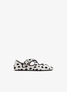 ALAÏA Women's White/Black CRISS CROSS BALLET FLATS IN DOTS HAIRCALF | ALAÏA US Crazy Horse Paris, Best Corset, Paris Summer, Summer Candles, Winter Candle, Shoes Boots Ankle, Ankle Boots Flat, Crazy Horse, Dress With Cardigan