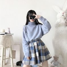 New Japanese Cute Woolen Plaid Skirt Women Thicken Autumn Winter Pink Mini Skirts Chic Student Loose Elastic Waist Skirts alx Easy 30 day return policy Shifting Clothes, Jfashion Kawaii, Pastel Clothing, Snow Wolf, Girly Fits, Mode Kawaii, Pastel Kawaii, Kawaii Clothing, Pink Mini Skirt