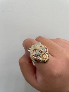 14K TIGER Ring  -Solid 14K REAL Gold !! -Very nice tiger ring in a three toned design (yellow/white/rose) Gold  -The design includes cz stones  -Great gift for both male and female!! -Available in a size 10 US  -(message us if you have any other questions) -item sold by piece. Weight undetermined. - Once rings are personalized to a specific size it is final sale. Tiger Ring Men, Tiger Ring, Ring Men, Male And Female, White Rose Gold, Cz Stone, White Rose, Real Gold, Rings Statement