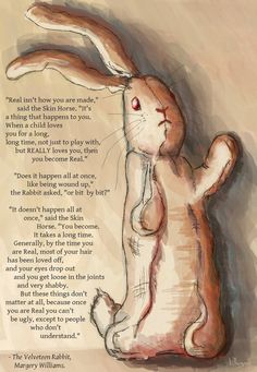 a drawing of a bunny holding a poem