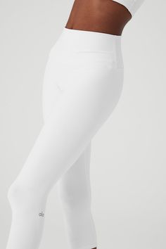 An on-trend high waistline on our classic capri. The High-Waist Airbrush Capri has a five-inch rise and all the best assets of the classic version, like no side seams and a yogi-tested fit that lifts and sculpts. Sculpts, lifts & smooths! No side seams Designed & uniquely fit to flatter every size Wear-tested by our in-house team for the perfect fit White High Stretch Bottoms With Contoured Waistband, High Waist Alo Yoga Leggings For Yoga, Alo Yoga High Stretch High Waist Bottoms, Alo Yoga High Waist Leggings For Yoga, White Bottoms With Contoured Waistband And 4-way Stretch, White Fitted Bottoms With Contoured Waistband, White Fitted Bottoms With 5-inch Inseam, Fitted White Bottoms With Contoured Waistband, High Waist Athleisure Capris For Yoga