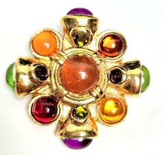 Jacky D G Maltese Cross Gripoix Style Cab Brooch Pin Signed #JackyDeG Maltese Cross, Maltese, Nespresso Cups, Brooch Pin, Jewelry Design, Fashion Jewelry