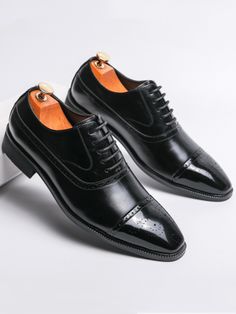 New Men's Formal Dress Shoes, Brogue Wingtip Design, Lace-Up, Contrasting Color, Square Toe, Thick Sole, Anti-Slip, Comfortable, Breathable Casual Shoes For Business, Formal Occasions, Weddings, Parties Black     Colorblock    Men Shoes, size features are:Bust: ,Length: ,Sleeve Length: Black Closed Toe Oxfords For Wedding, Black Wingtip Dress Shoes For Wedding, Oxford Lace-up Wedding Dress Shoes, Lace-up Oxford Dress Shoes For Wedding, Oxford Lace-up Dress Shoes For Wedding, Wedding Lace-up Oxford Dress Shoes, Black Wingtip Oxfords For Wedding, Black Brogue Leather Shoes For Wedding, Black Leather Brogue Wedding Shoes