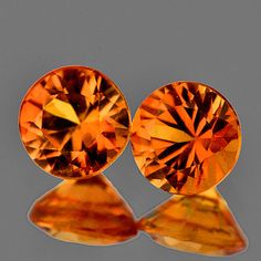 4.20 Mm Round 2 Pcs 0.78 Cts Sunset Orange Sapphire [Vvs] Sunset Orange, Orange Sapphire, Sapphire, Auction, Gems, Orange