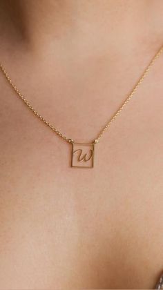 Minimalist gold and silver letter necklace Minimalist Personalized Initial Necklace, Minimalist Rectangular Pendant Initial Necklace, Dainty Handmade Rectangular Jewelry, Handmade Dainty Rectangular Jewelry, Handmade Square Pendant Jewelry For Everyday, Minimalist Everyday Initial Necklace With Square Pendant, Minimalist Square Pendant Initial Necklace, Dainty Rectangular Pendant With Initials, Minimalist Handmade Necklace With Rectangular Pendant