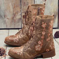 Category:Boots; Upper Materials:PU; Embellishment:Embroidery; Season:Fall,Winter; Heel Type:Low Heel,Chunky Heel; Gender:Women's; Toe Shape:Round Toe; Type:Booties Ankle Boots; Style:Vintage,Casual,Elegant; Heel Height(inch):1-2; Outsole Materials:Rubber; Occasion:Daily,Outdoor; Closure Type:Loafer; Pattern:Floral; Listing Date:08/15/2023; Production mode:External procurement; 2024 Trends:Combat Boots,Booties Ankle Boots; Foot Length:; Foot Width:; SizeChart1_ID:2:184043; Size chart date source:Provided by Supplier. Embroidered Mid-calf Boots With Round Toe For Fall, Round Toe Lace-up Boots For Fall Festivals, Lace-up Boots With Round Toe For Fall Festivals, Floral Embroidered Boots For Spring Festival, Floral Embroidery Boots For Spring Festival, Bohemian Lace-up Winter Boots, Brown Embroidered Winter Boots, Bohemian Mid-calf Boots With Round Toe For Fall, Bohemian Mid-calf Boots For Fall