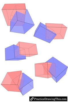 four different colored boxes are shown in this drawing lesson for children to learn how to make an origami box