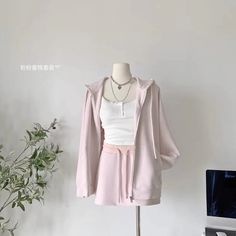 Early Autumn, Hoodie Coat, 2024 Fashion, Pink Sweatshirt, Affordable Clothes, Short Skirt, Spring And Autumn, Aesthetic Clothes