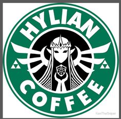 a sticker with the words hylian coffee on it