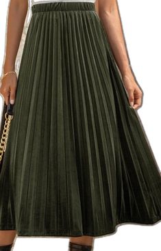 Chic Midi Pleated Skirt In Solid Color, Chic Solid Color Pleated Midi Skirt, Chic Solid Color Midi Pleated Skirt, Non-stretch Pleated Tiered Skirt, Pleated Flowy Party Skirt, Pleated Non-stretch Flared Maxi Skirt, Flowy Chic Pleated Skirt For Summer, Chic Flowy Pleated Skirt, Chic Non-stretch Pleated Maxi Skirt