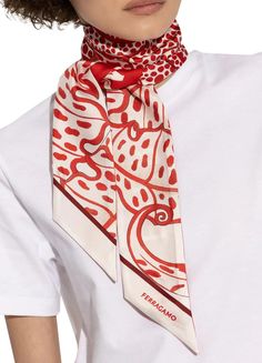 Details and care.Description : logo print along the edge, silk scarves, printed, all-over print..Material : 100% Silk.Color : rosso_rosso.Item measurements : Width 140 cm / 55.1 ', Height 7 cm / 2.8 '..Product code : FERD5729WHTLLLLL00 Designer White Silk Scarves, Luxury Red Scarves, Polka Dot Pattern, Personal Shopping, Silk Scarves, The Edge, Logo Print, Scarf Accessory, Women's Clothing