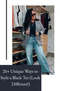 Discover simple and cute black t-shirt outfit ideas that are both aesthetic and effortlessly stylish, perfect for any occasion. Basic Tee Outfit, Jeans And T Shirt Outfit