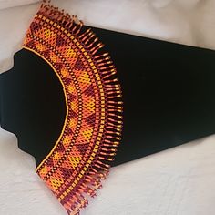 This Is Brand New This Is Made Handmade By Indigenous From Zaplotanejo Guadalajara This Is To Help Those Ladies To Sell This Necklace So They Could Support Their Families Beaded Cape, Orange Yellow, Color Orange, Choker, To Sell, Choker Necklace, Hand Made, Lounge, Women Jewelry