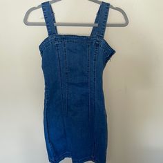 Never Worn! Perfect Condition. Adjustable Straps. Zipper Up Side. Just Does Not Fit Any Longer Blue Mini Dress With Side Zipper, Casual Mini Dress With Back Zipper For Spring, Blue Mini Dress With Zipper Closure, Casual Sleeveless Denim Dress With Zipper Closure, Casual Blue Dress With Zipper Closure, Blue Sleeveless Dress With Zipper Closure, Casual Denim Dress With Back Zipper, Forever 21 Trendy Denim Dress, Trendy Denim Dress By Forever 21