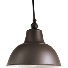 an industrial style light hanging from the ceiling