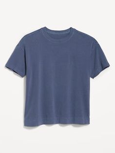 Women's T-Shirts | Old Navy Blue Boxy Fit Crew Neck T-shirt, Blue Boxy Fit Crew Neck Top, Blue Relaxed Fit Crew Neck Short Sleeve Top, Washed Blue Relaxed Fit Short Sleeve Tops, Blue Crew Neck Short Sleeve Top For Everyday, Blue Casual Cropped Short Sleeve T-shirt, Blue Casual Cropped T-shirt With Short Sleeves, Casual Blue Cropped T-shirt With Short Sleeves, Blue Relaxed Fit Short Sleeve Top For Everyday