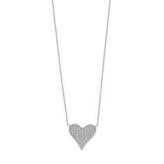 Sterling Silver Cubic Zirconia Pave Heart Pendant Necklace W Necklace, Sterling Silver Heart Pendant, Silver Heart Pendant, Sterling Silver Heart, Heart Pendant Necklace, Necklace Length, Silver Heart, Lobster Claw, Heart Pendant