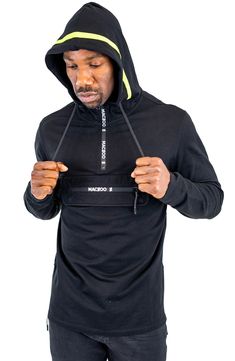 Branded zippers add a signature touch to this half-zip hoodie boasting reflective details for heightened visibility. Half-zip closure Drawstring hood Chest zip-flap pocket Side zip vents Reflective details enhance visibility in low light or at night 65% polyester, 25% viscose, 10% elastane Dry clean Made in Turkey Techwear Hoodie With Kangaroo Pocket For Outdoor, Functional Hoodie With Kangaroo Pocket For Outdoors, Functional Hooded Hoodie With Kangaroo Pocket, Half-zip Hoodie With Kangaroo Pocket For Outdoors, Functional Hooded Jacket With Kangaroo Pocket, Sporty Hoodie With Kangaroo Pocket For Outdoors, Sporty Hoodie With Kangaroo Pocket For Outdoor Activities, Athleisure Half-zip Sweatshirt With Zipper Closure, Functional Hoodie With Kangaroo Pocket