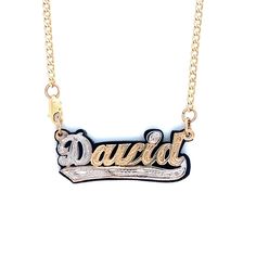 Own a one of a kind custom hand made nameplate necklace. This design can be made in your name or any name of your choice. Its completely hand made from start to finish. The attention to detail really comes out as compared to a machine made one that looks bland and no design. This particular designs comes in yellow gold back and white gold top with hand carved heart with diamond cuts throughout the piece to give it a beautiful luster and shine while making the nameplate really stand out. You can buy a chain or attach your own. Available in 10k and 14k pure gold. Please allow 3-5 business days for your handmade order to ship. Please contact us with any questions or inquiries.  Please Note: All our items are handmade and therefore there will be variations in listed measurements. Please Use me Nameplate Design, Carved Heart, Nameplate Necklace, Gold Top, Gold Stone, Name Design, Pure Gold, Name Plate, Name Necklace