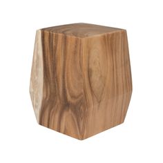 a wooden stool that has been made out of wood and is sitting on a white background